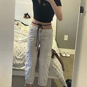 White Cargo Capri Anthropologie x Sanctuary Pants